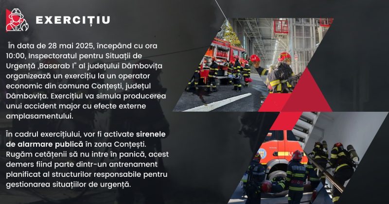 Exercițiu județean de gestionare a situațiilor de urgență în județul Dâmbovița