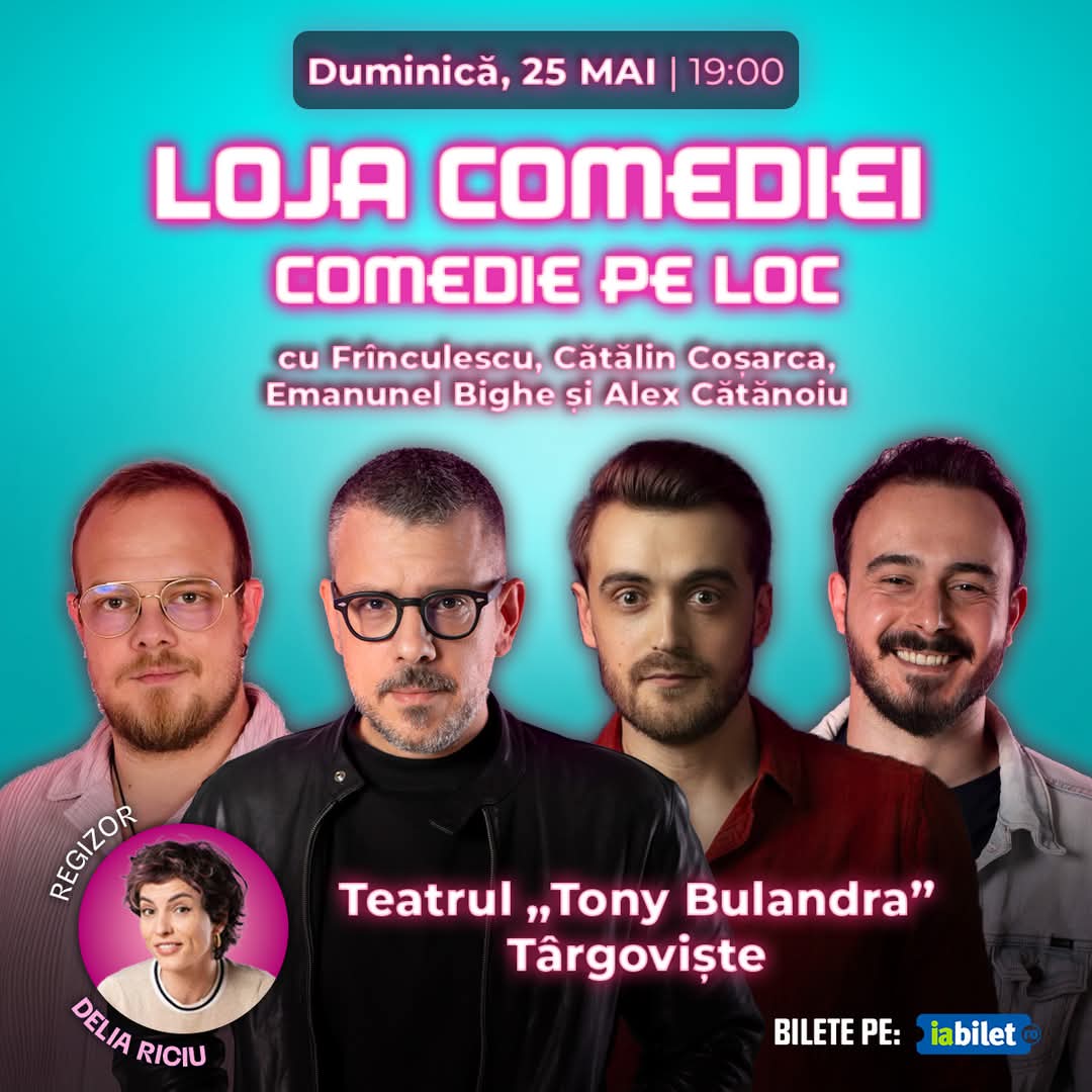 Târgoviște se pregătește de râs: „Loja Comediei” aduce umor spontan la Teatrul Tony Bulandra