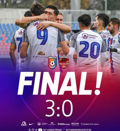 Chindia Târgoviște a câștigat clar duelul cu CS Tunari: 3-0 pe „Eugen Popescu”