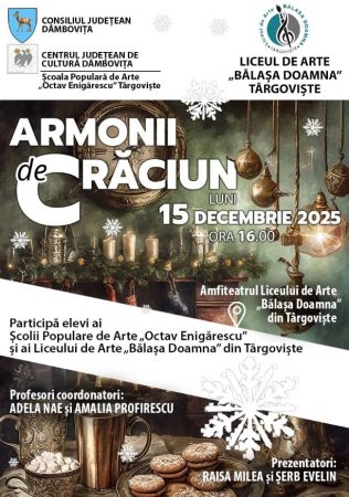Spectacolul „Armonii de Crăciun” aduce magia sărbătorilor la Târgoviște, elevii a două instituții de prestigiu, pe aceeași scenă
