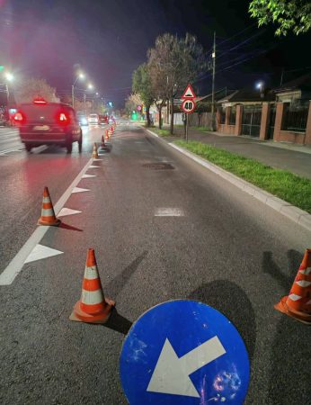 Refacerea marcajelor rutiere, în regim de noapte, pentru creșterea siguranței în trafic la Târgoviște