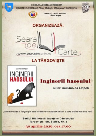 „Seara de carte la Târgoviște” revine cu o nouă ediție: dezbatere despre „Inginerii haosului”