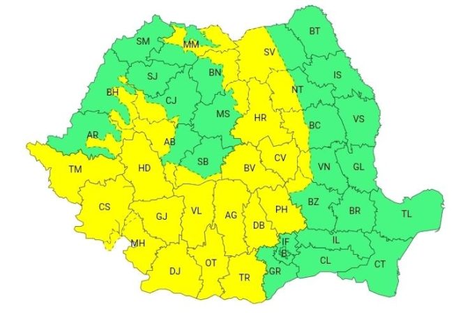 ULTIMA ORĂ: ATENȚIONARE METEOROLOGICĂ COD GALBEN în județul Dâmbovița ULTIMA ORĂ: ATENȚIONARE METEOROLOGICĂ COD GALBEN în județul Dâmbovița
