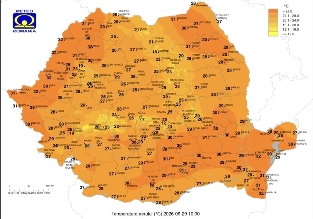 TEMPERATURI DE 30–31°C ÎNCĂ DE LA ORA 10:00 ÎN TÂRGOVIȘTE