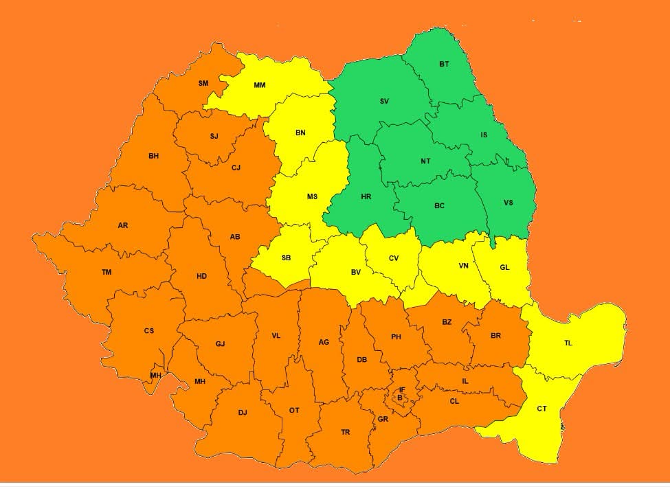 ALERTĂ METEO: COD PORTOCALIU DE FURTUNI ÎN DÂMBOVIȚA 