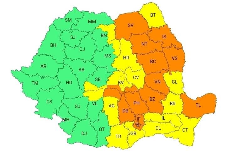Cod Portocaliu de furtuni puternice în județul Dâmbovița