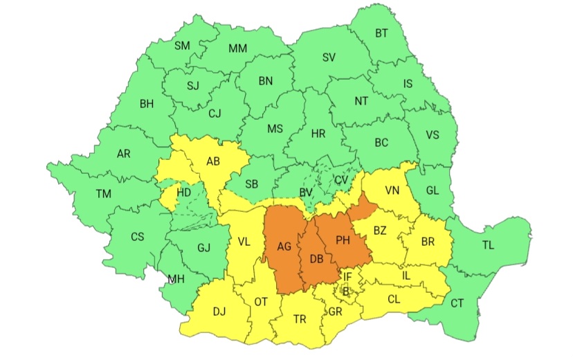 UPDATE METEO: Dâmbovița intră sub COD PORTOCALIU de ploi torențiale! 