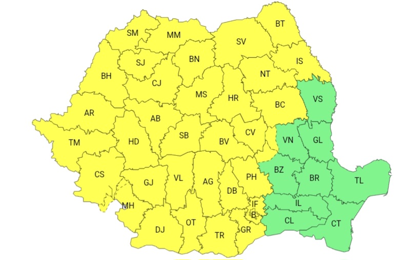 ULTIMA ORĂ | JUDEȚUL DÂMBOVIȚA, SUB COD GALBEN DE FURTUNI! 