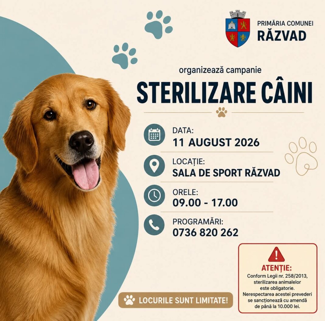 STERILIZARE GRATUITĂ PENTRU CÂINII DIN RĂZVAD